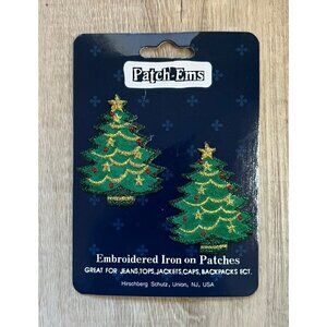 Patch-Ems Iron On Patches Holiday Christmas Tree Gold Star Pine Green